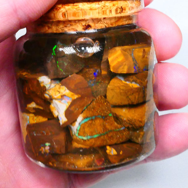 Winton boulder opal rough 325.00cts Lots of Multicolours to go at 17mm to chip size pieces Lot B4-A644