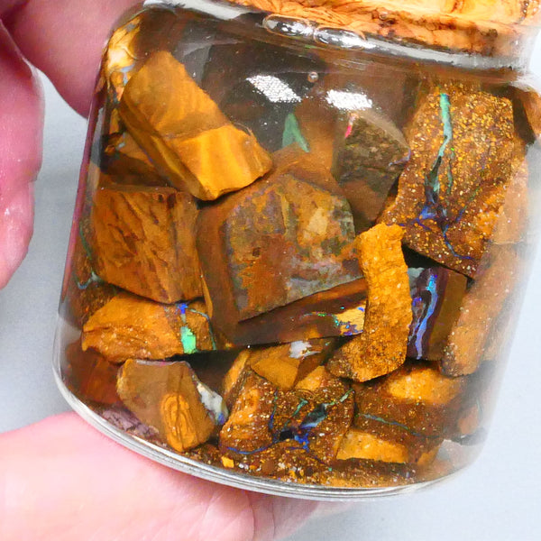 Winton boulder opal rough 325.00cts Lots of Multicolours to go at 17mm to chip size pieces Lot B4-A644