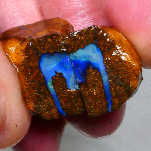 Monster Energy Drink Logo Opal rough split ? 59.00cts Winton boulder opal rough Stunning pattern emerges to cut or collect 17x17x12mm & 16x15x11mm  Lot B4-A640