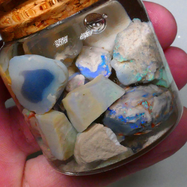 Knobby fossil & seam Potch & colours 215.00cts Blues/Green here to chase & gamble Lightning Ridge Material 24mm to chip size  Lot B4-A637