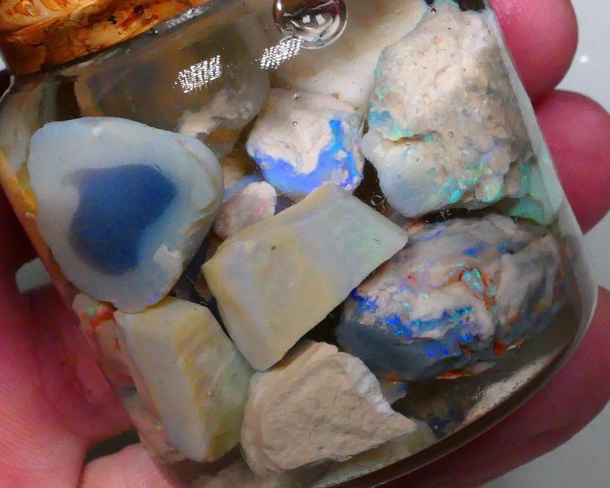 Knobby fossil & seam Potch & colours 215.00cts Blues/Green here to chase & gamble Lightning Ridge Material 24mm to chip size  Lot B4-A637