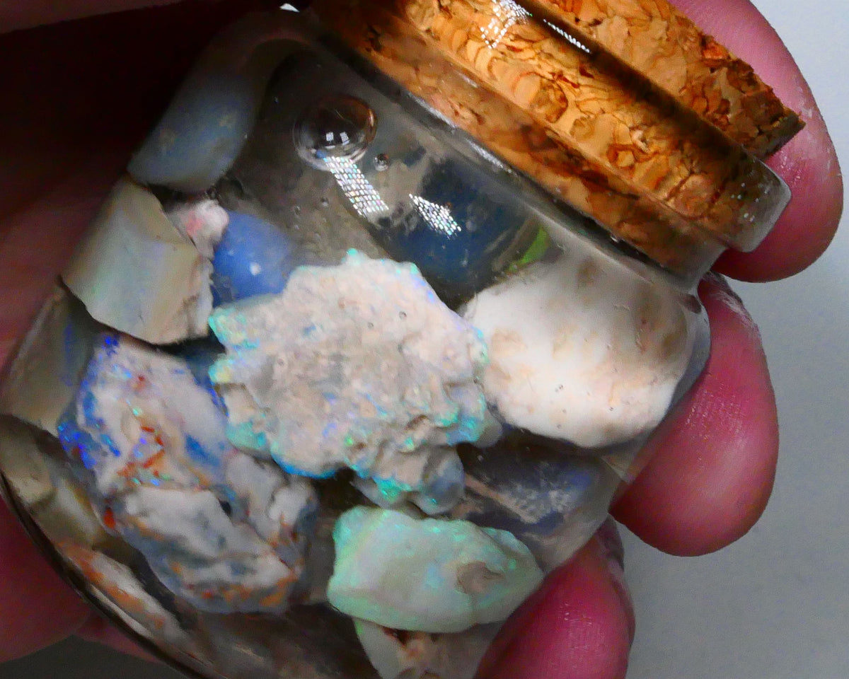 Knobby fossil & seam Potch & colours 215.00cts Blues/Green here to chase & gamble Lightning Ridge Material 24mm to chip size  Lot B4-A637