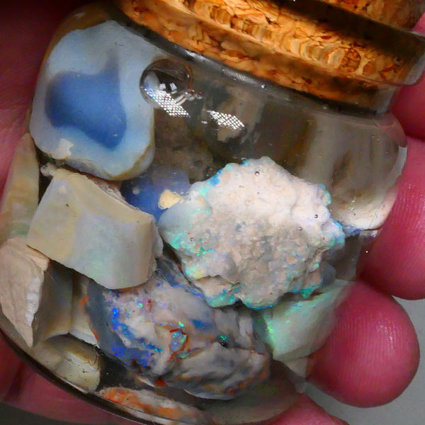 Knobby fossil & seam Potch & colours 215.00cts Blues/Green here to chase & gamble Lightning Ridge Material 24mm to chip size  Lot B4-A637