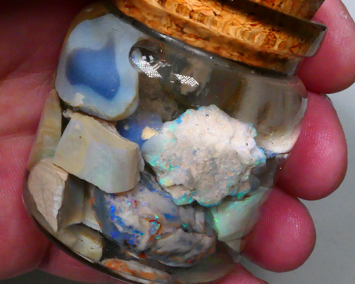 Knobby fossil & seam Potch & colours 215.00cts Blues/Green here to chase & gamble Lightning Ridge Material 24mm to chip size  Lot B4-A637