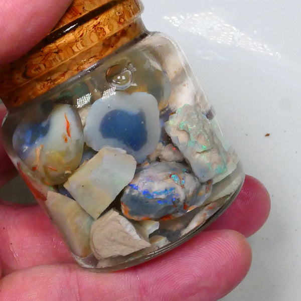 Knobby fossil & seam Potch & colours 215.00cts Blues/Green here to chase & gamble Lightning Ridge Material 24mm to chip size  Lot B4-A637