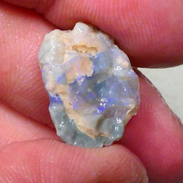 untouched knobby opal rough from Lightning Ridge 8.50cts Crystal with some blue fires to chase & gamble 8x15x7mm Lot B4-A648