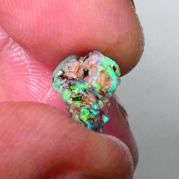 Small but Mighty Super Bright Greens on this Knobby opal rough 1.65cts Lightning Ridge Exotic Greens 12x9x6mm  Lot B4-A665