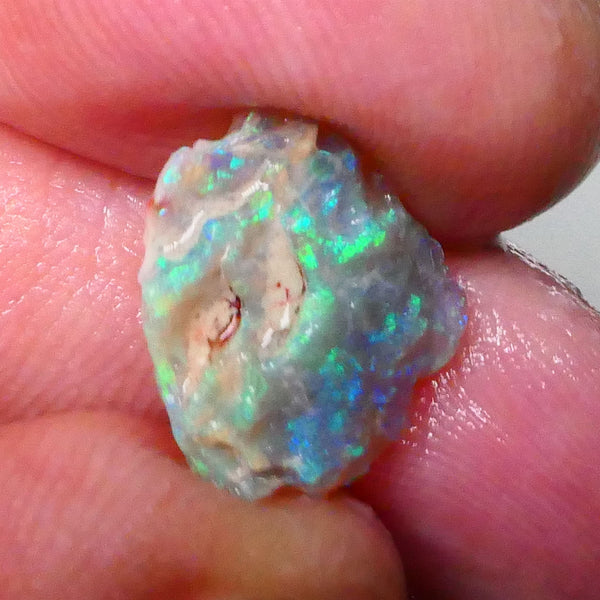Stunning Crystal Multicolour knobby opal rough of Lightning Ridge 3.50cts Rough to cut with Very Bright Green/blue dominant fires 14x13x4mm  Lot B4-A669