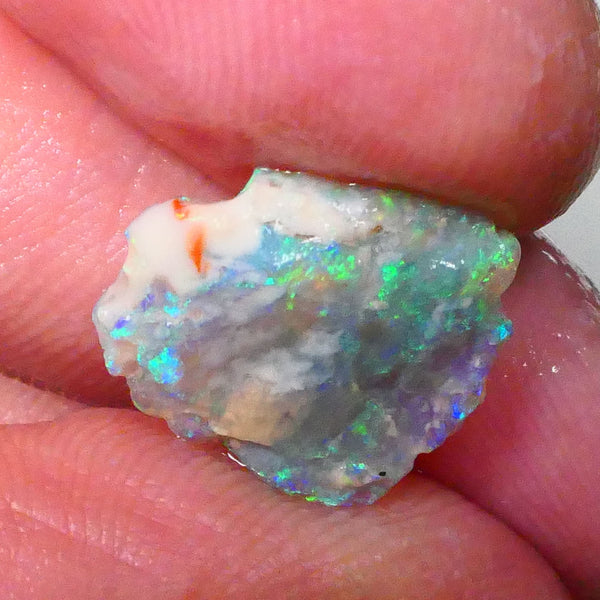 Stunning Crystal Multicolour knobby opal rough of Lightning Ridge 3.50cts Rough to cut with Very Bright Green/blue dominant fires 14x13x4mm  Lot B4-A669