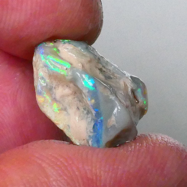 Knobby opal formation rough 9.00cts Lightning Ridge Bars showing Bright Greens/Yellow/Blues well worth a gamble 18x13x10mm  Lot B4-A670