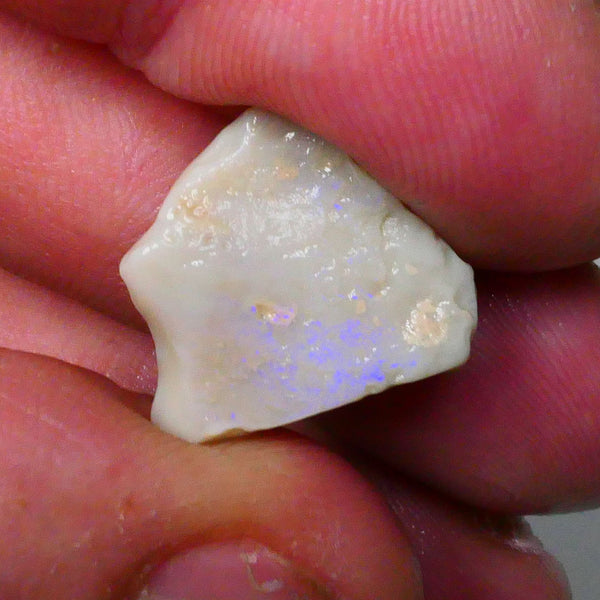 Blue fires visible in bar side to side & top skin 8.50cts Grey base Seam opal rough of Lightning Ridge to gamble 17x15x6mm  Lot B4-A679