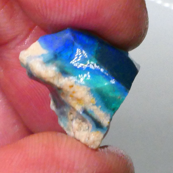 Chunk of black Seam opal to cut & polish 14.20cts Lighting Ridge Greens/Blues on Black baby cut some profit 20x14x12mm Lot B4-A678