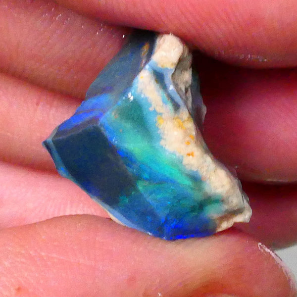 Chunk of black Seam opal to cut & polish 14.20cts Lighting Ridge Greens/Blues on Black baby cut some profit 20x14x12mm Lot B4-A678