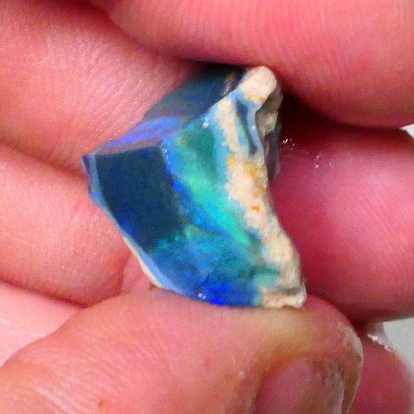 Chunk of black Seam opal to cut & polish 14.20cts Lighting Ridge Greens/Blues on Black baby cut some profit 20x14x12mm Lot B4-A678