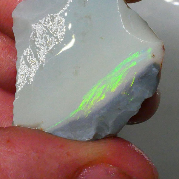 Big size Grey base seam opal rub/rough 32.00cts Bright Vibrant stripe of Greens to exposed face 29x27x7mm  Lot B4-A677