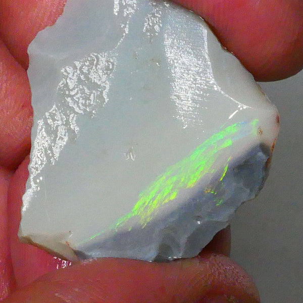 Big size Grey base seam opal rub/rough 32.00cts Bright Vibrant stripe of Greens to exposed face 29x27x7mm  Lot B4-A677