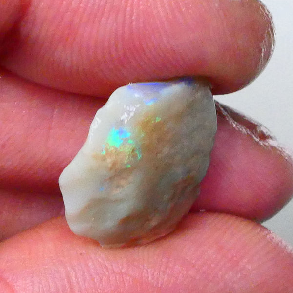 Bright turquoise dominant fires 10.20cts Lightning Ridge Grey base Seam opal rough to gamble 19x17x5mm Lot B4-A675