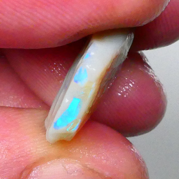 Bright turquoise dominant fires 10.20cts Lightning Ridge Grey base Seam opal rough to gamble 19x17x5mm Lot B4-A675