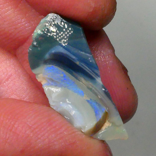 piece of dark base seam opal rough 13.20cts Blues/Greens to chase & exposed sold as gamble 25x11x10mm  Lot B4-A671