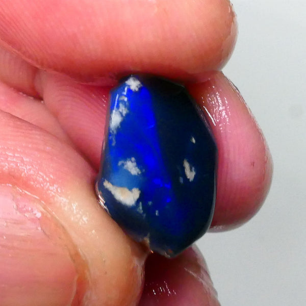 Blue on Black Knobby opal rub/rough 8.70cts Lightning Ridge Blues some work then polish 16x12x8mm Lot B4-A716