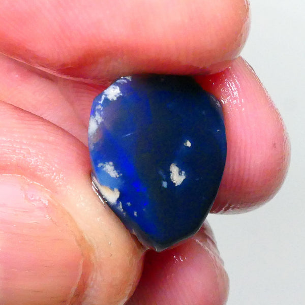 Blue on Black Knobby opal rub/rough 8.70cts Lightning Ridge Blues some work then polish 16x12x8mm Lot B4-A716