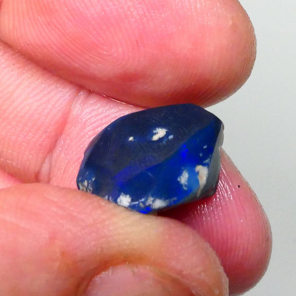 Blue on Black Knobby opal rub/rough 8.70cts Lightning Ridge Blues some work then polish 16x12x8mm Lot B4-A716