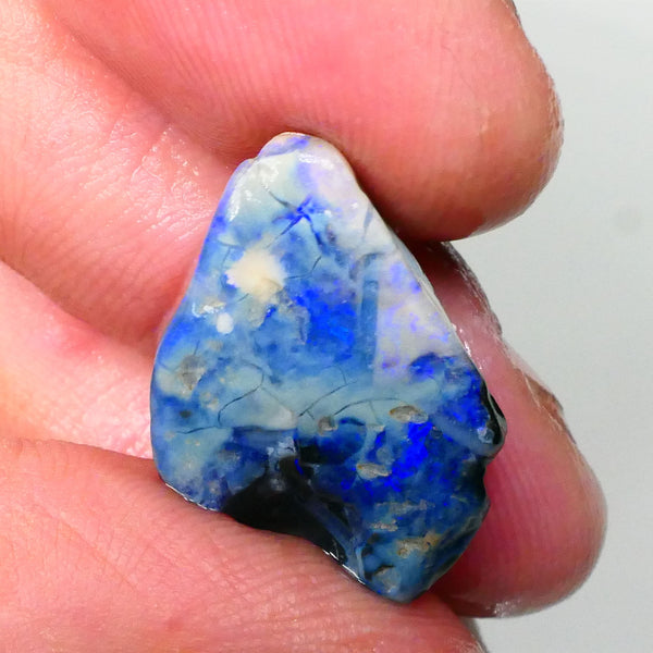 Blue on black/Dark seam opal rough 12.70cts Picture stone face? Potch Lines Webbing ? Who want its to cut & polish 23x15x7mm Lot B4-A715