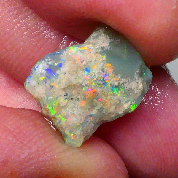 BLING RED/ORANGE/YELLOW dominant M.fires 4.30cts Untouched Knobby opal rough of Lighting Ridge Need to see all photos & video :) :) 14x12x4mm Lot B4-A711