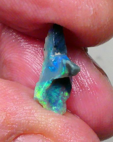 Stunning small piece of dark base seam opal rough 2.00cts Gorgeous Greens & blues of the Lighting ridge mining area 16x9x6mm Collect or carve/polish  Lot B4-A691