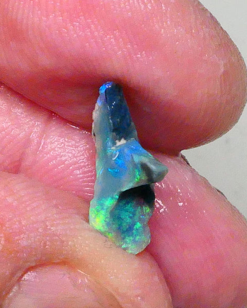 Stunning small piece of dark base seam opal rough 2.00cts Gorgeous Greens & blues of the Lighting ridge mining area 16x9x6mm Collect or carve/polish  Lot B4-A691