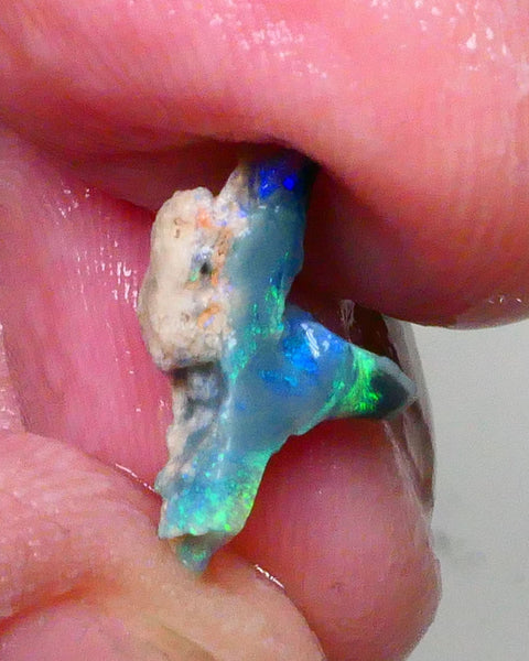 Stunning small piece of dark base seam opal rough 2.00cts Gorgeous Greens & blues of the Lighting ridge mining area 16x9x6mm Collect or carve/polish  Lot B4-A691
