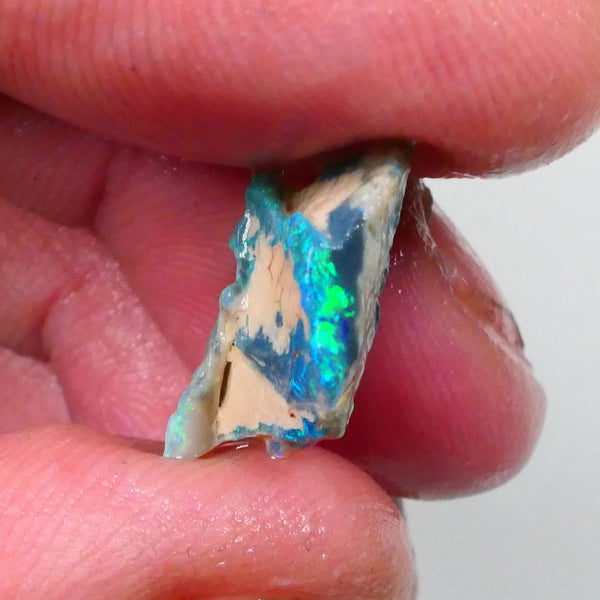 Black/Dark Crystal Seam opal formation rough 5.75cts Gorgeous Bright Green/Blue dominant M.fires 18x3x5mm Lot B4-A754