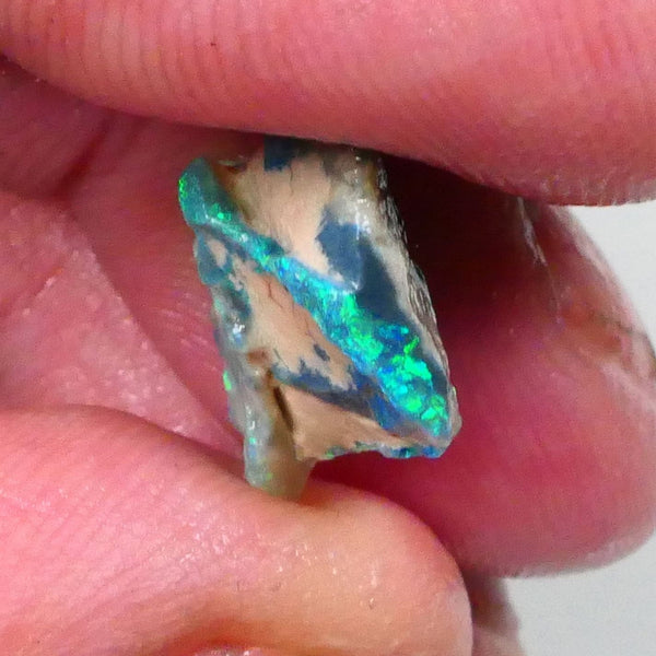 Black/Dark Crystal Seam opal formation rough 5.75cts Gorgeous Bright Green/Blue dominant M.fires 18x3x5mm Lot B4-A754