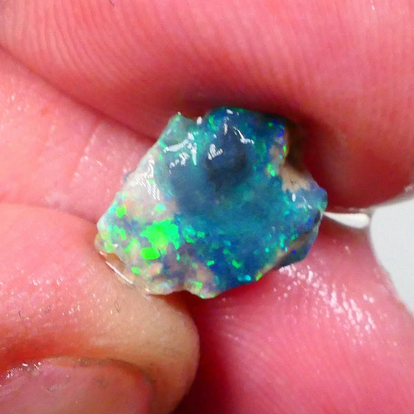 Untouched small knobby opal rough 1.30cts Lightning Ridge material Green dominant fires to gamble 13x9x3mm Lot B4-A753