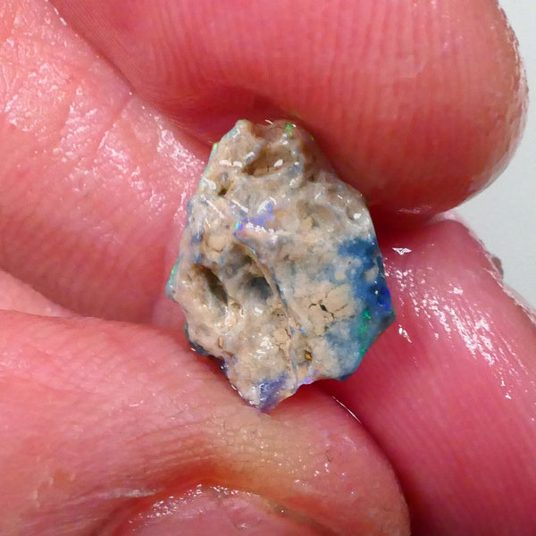 Untouched small knobby opal rough 1.30cts Lightning Ridge material Green dominant fires to gamble 13x9x3mm Lot B4-A753