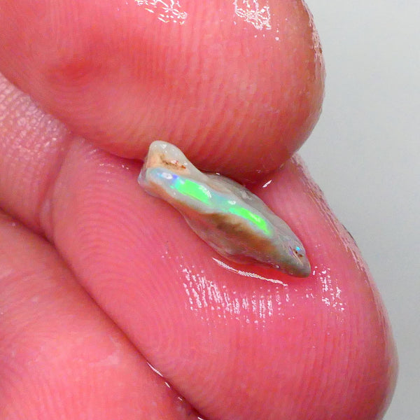 Gorgeous Bright & Vibrant Green dominant Multifires 1.80cts Lightning Ridge Seam opal rough small Cutter 14x11x3mm Lot B4-A752