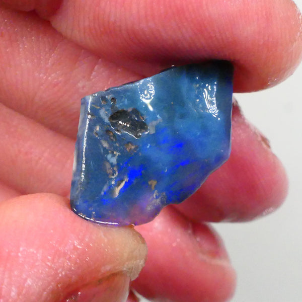 Lots of blues showing in this dark base seam opal rough 6.00cts Lighting Ridge material to cut 23x14x4mm Lot B4-A749