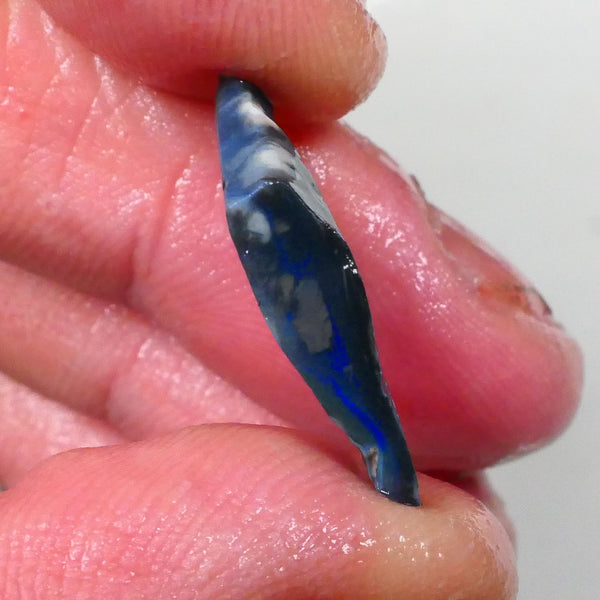 Lots of blues showing in this dark base seam opal rough 6.00cts Lighting Ridge material to cut 23x14x4mm Lot B4-A749