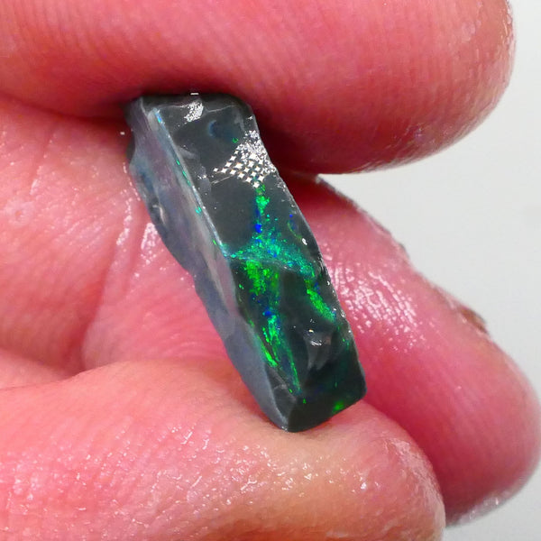 Lightning Ridge Black Seam opal rough 4.75cts electric Green dominant fires to gamble 18x9x4mm  Lot B4-A748