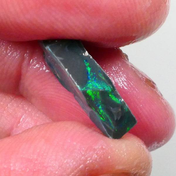 Lightning Ridge Black Seam opal rough 4.75cts electric Green dominant fires to gamble 18x9x4mm  Lot B4-A748