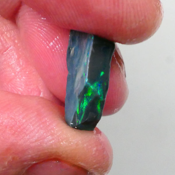 Lightning Ridge Black Seam opal rough 4.75cts electric Green dominant fires to gamble 18x9x4mm  Lot B4-A748