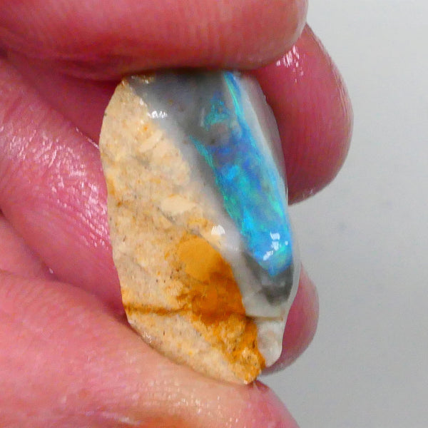 Gorgeous Green Hues in this stunning bar to cut 13.15cts Lightning Ridge Knobby opal rough half 21x12x11mm  Lot B4-A743
