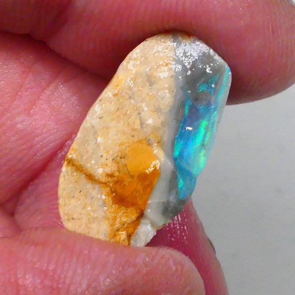 Gorgeous Green Hues in this stunning bar to cut 13.15cts Lightning Ridge Knobby opal rough half 21x12x11mm  Lot B4-A743