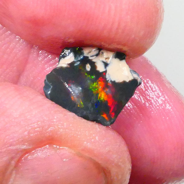 Red on Black baby :) Lightning Ridge rub/rough 1.10cts Bright Electric Multifires note its 11x9x2mm   Lot B4-A739