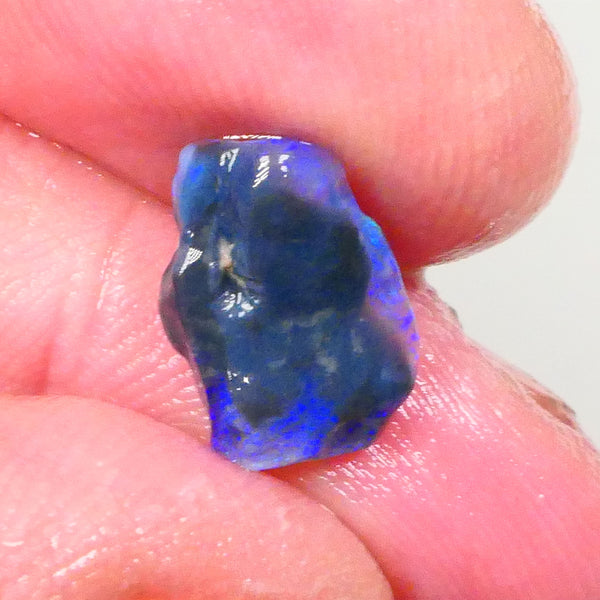 Gorgeous Bright Royal Blues & some Greens in the bar on this Black Crystal opal rough 2.10cts Lightning Ridge material to cut note the small size 12x8x3mm Lot B4-A738