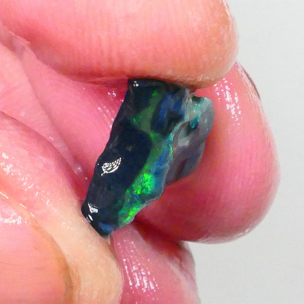 Lightning Ridge Green on Black Seam opal rough 3.00cts small sized rough to gamble 13x13x4mm Lot B4-A737