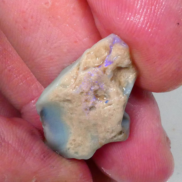 Lightning Ridge Grey base seam opal rough 9.00cts Blue bar to chase & gamble 25x16x54mm  Lot B4-A764