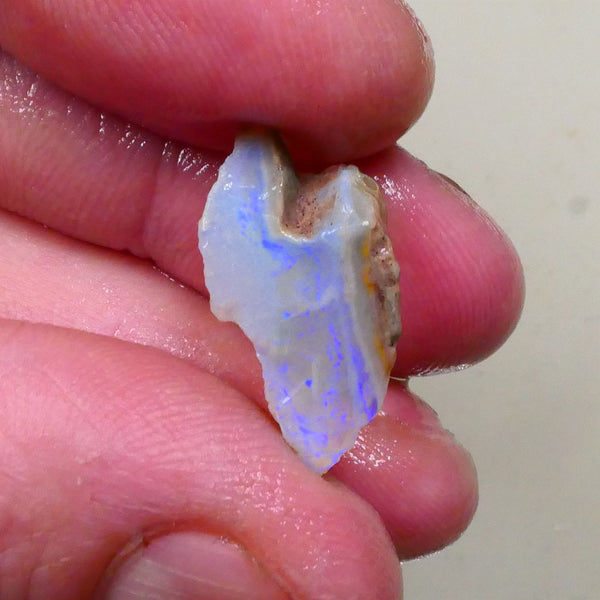 Coober Pedy Crystal Seam opal rough 8.90cts Nice Blue fires to expose & polish 23x12x9mm  Lot B4-A797