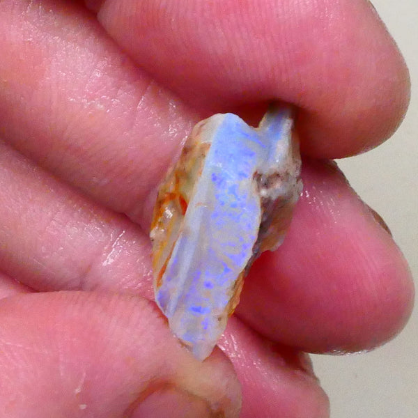 Coober Pedy Crystal Seam opal rough 8.90cts Nice Blue fires to expose & polish 23x12x9mm  Lot B4-A797