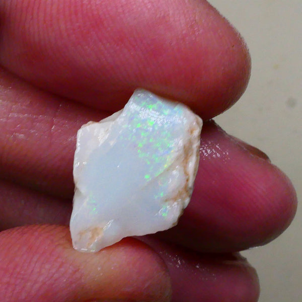 Light base Seam opal rough / rub 7.40cts Green / Blue fires to exposed face 19x12x6mm  Lot B4-A795